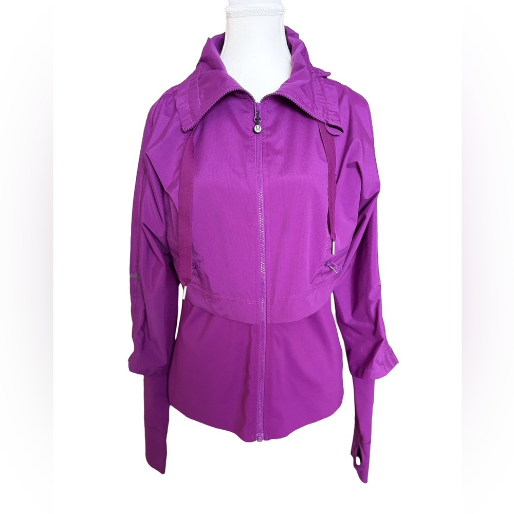 Lululemon Running Jacket Purple Full Zip Thumbholes Size 8